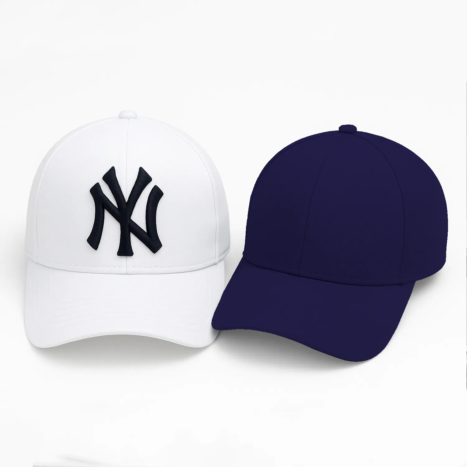 1 Phirsein ‘New York’ White and Blue Adjustable Baseball Caps – Summer Hats for Men & Women - Image 1