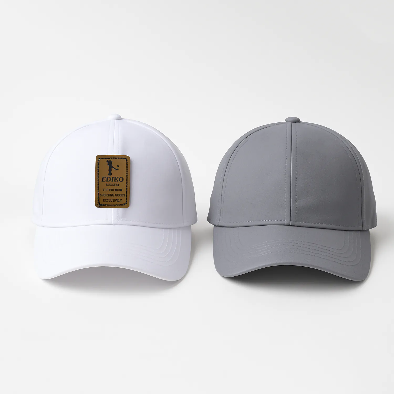 Phirsein White & Grey Ediko Patch Baseball Caps – Adjustable Summer Hats for Men & Women - Image 1