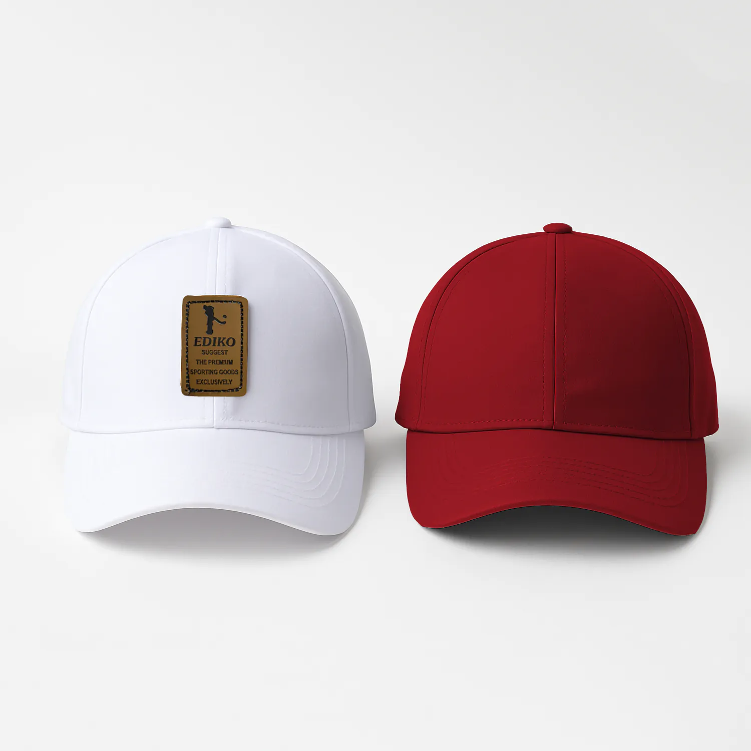 Phirsein White & Maroon Ediko Patch Baseball Caps – Adjustable Summer Hats for Men & Women - Image 1