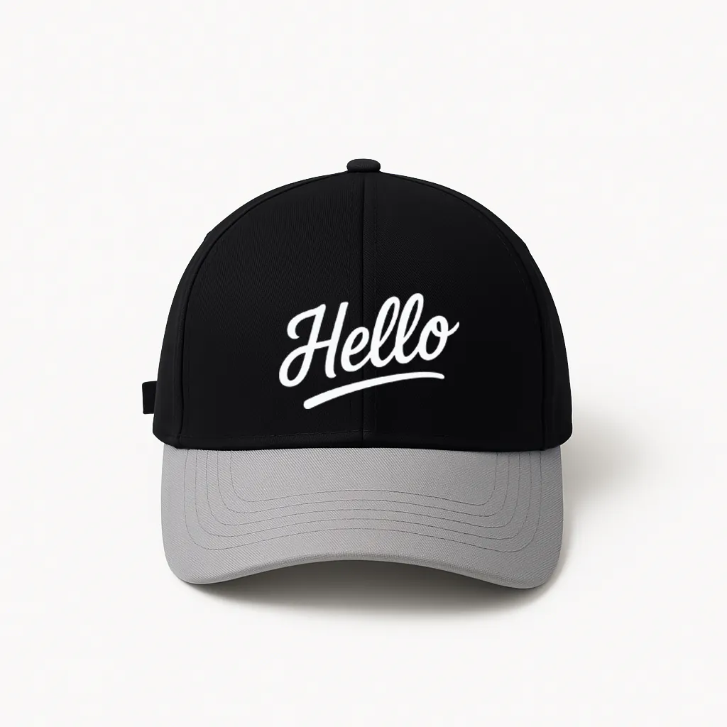 Phirsein 'Hello' Black and Grey Adjustable Baseball Caps – Summer Hats for Men & Women - Image 1