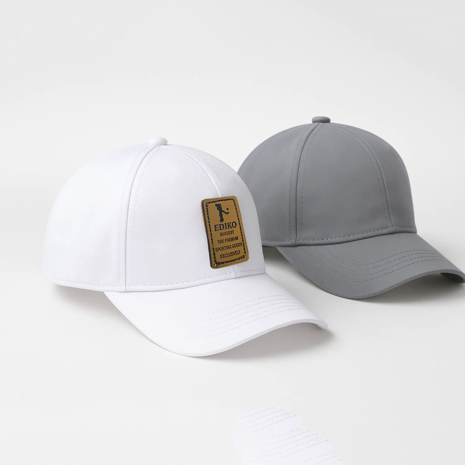 Phirsein White & Grey Ediko Patch Baseball Caps – Adjustable Summer Hats for Men & Women - Image 3