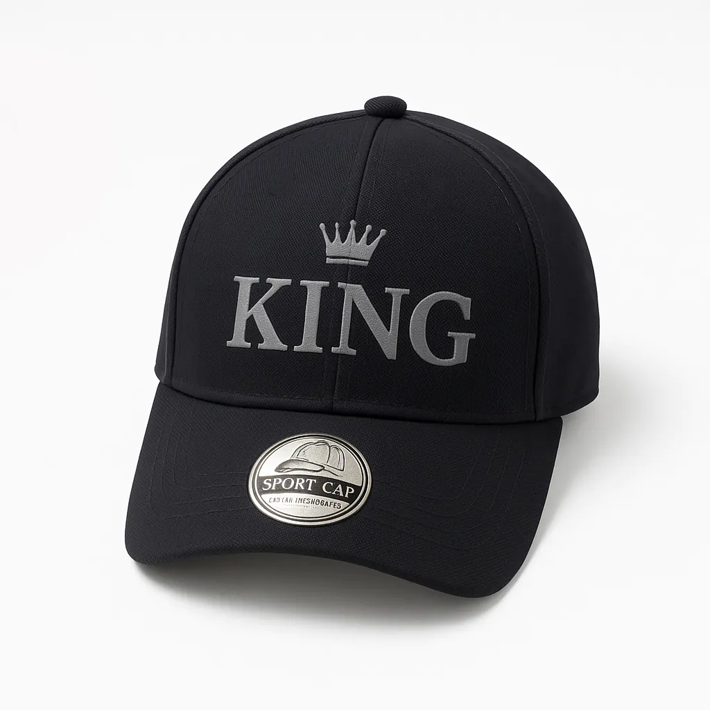 Phirsein Black "KING" Printed Adjustable Sports Cap for Men and Women | Premium Tin Tin Fabric | Bold Stylish Baseball Cap for Gym, Outdoor & Daily Wear - Image 1