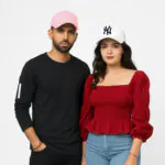 Phirsein ‘New York’ White and Pink Adjustable Baseball Caps – Summer Hats for Men & Women - Image 2