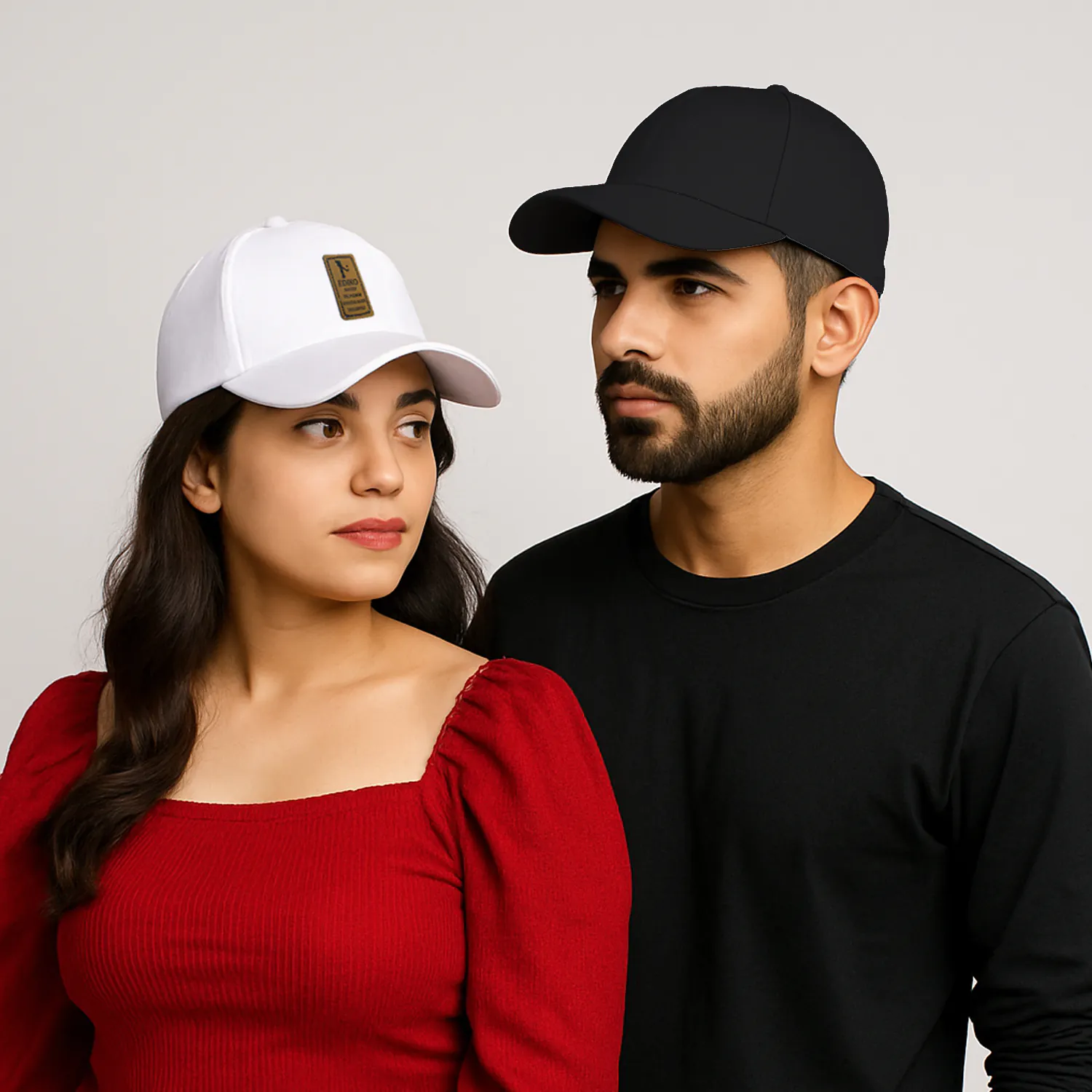 Phirsein White & Black Ediko Patch Baseball Caps – Adjustable Summer Hats for Men & Women - Image 2