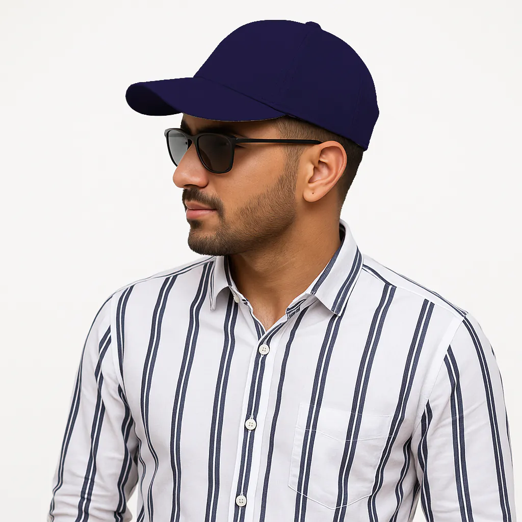 Phirsein Navy Blue Adjustable Sports Cap for Men and Women | Premium Tin Tin Fabric | Unisex Stylish Baseball Cap for Gym, Outdoor & Daily Use - Image 4