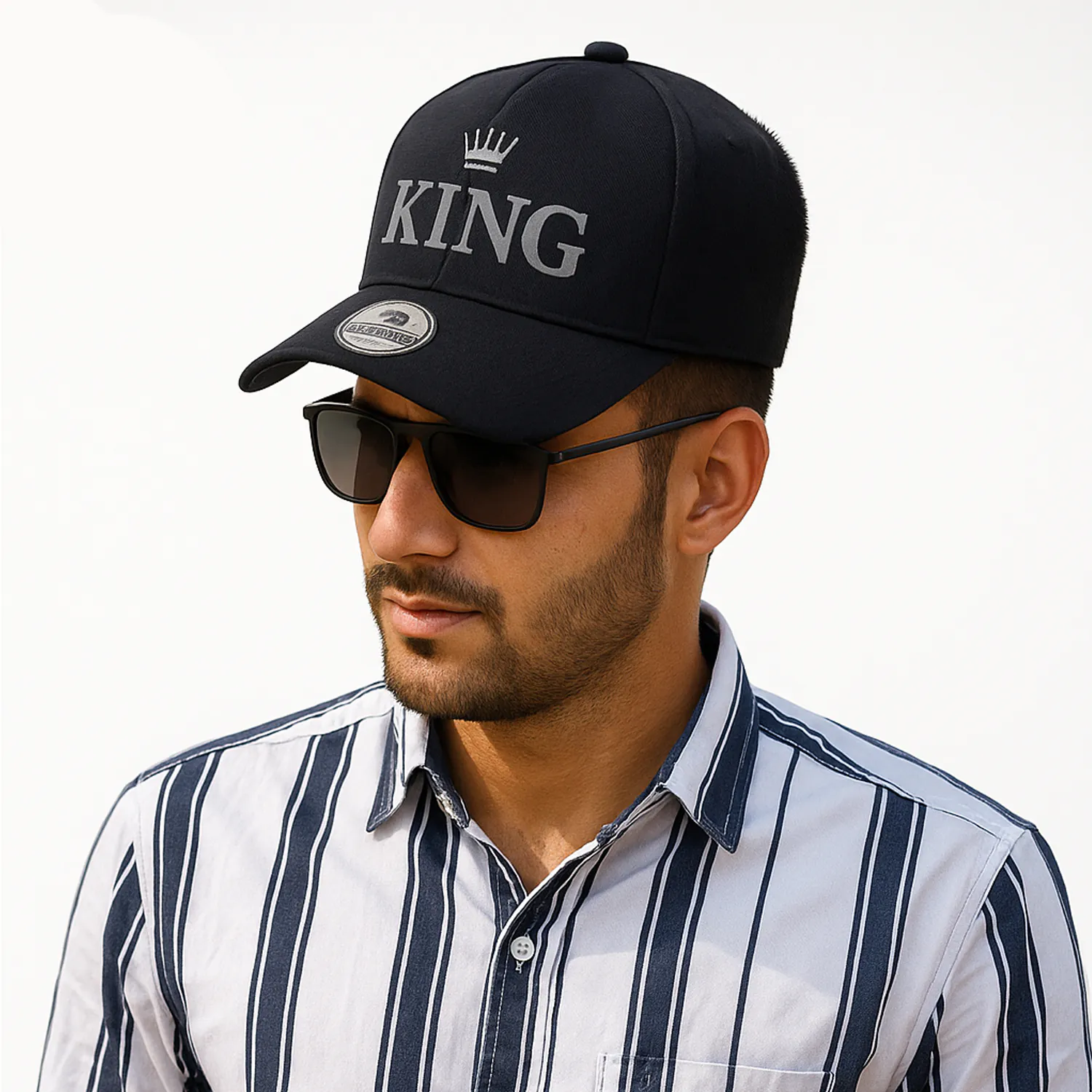 Phirsein Black "KING" Printed Adjustable Sports Cap for Men and Women | Premium Tin Tin Fabric | Bold Stylish Baseball Cap for Gym, Outdoor & Daily Wear - Image 4