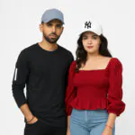 Phirsein ‘New York’ White and Steel Grey Adjustable Baseball Caps – Stylish Summer Hats for Men & Women - Image 2