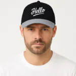 Phirsein 'Hello' Black and Grey Adjustable Baseball Caps – Summer Hats for Men & Women - Image 2