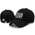 Phirsein US Army Design Black Adjustable Summer Baseball Sports Cap for Men and Women